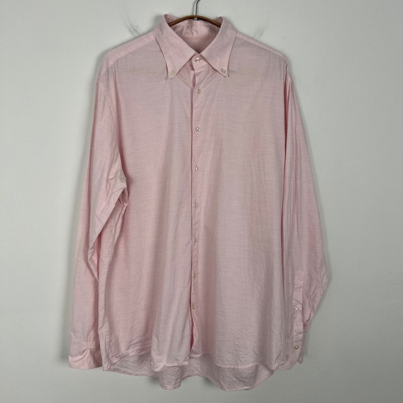 Glenströms Other - Stenströms Fitted Body Pink Button Down Shirt Mens Size 17 43 Twofold Cotton